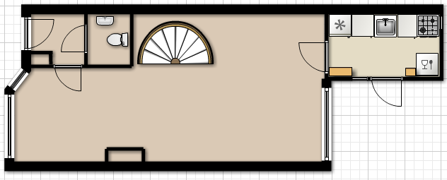 Plattegrond begaande grond situatie voor verbouwing;